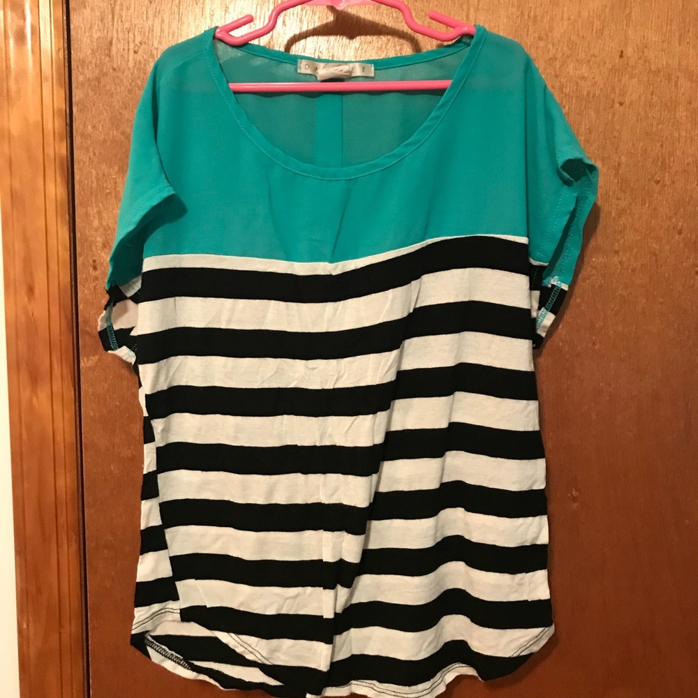 Aqua Striped Top